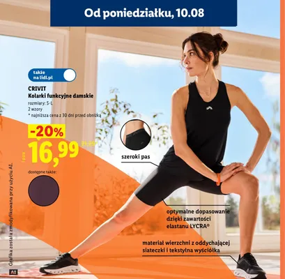 Kolarki funkcjonalne damskie Crivit promocja w Lidl