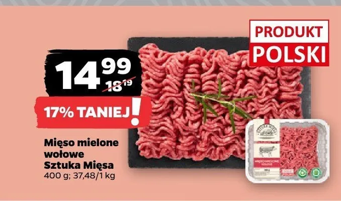 Mięso mielone wołowe Sztuka Mięsa promocja w Netto