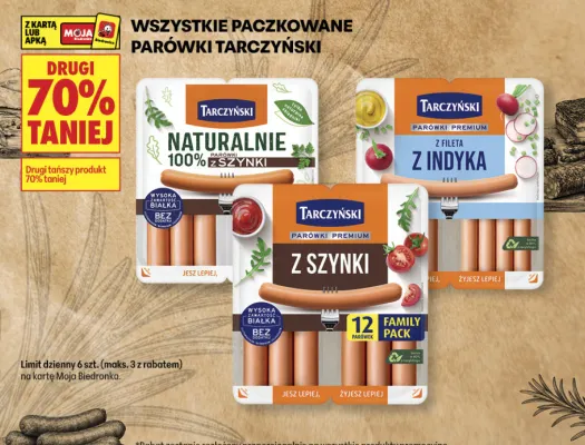 Parówki Premium z szynki Family Pack Tarczyński promocja w Biedronka