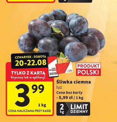 Śliwka ciemna luz promocja w Intermarche