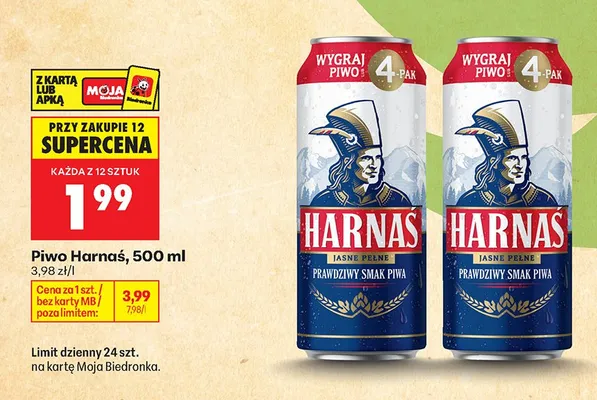Piwo Harnaś Jasne Pełne promocja w Biedronka