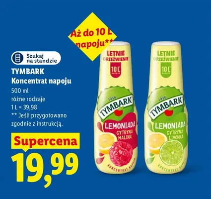 Koncentrat napoju Tymbark Lemoniada cytryna malina promocja w Lidl