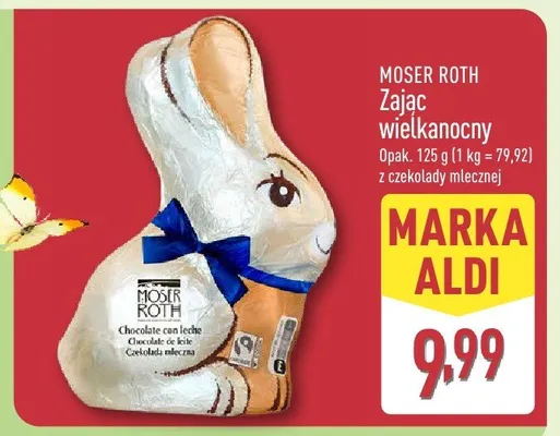 Zając wielkanocny z czekolady mlecznej promocja w Aldi