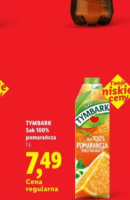 Sok 100% pomarańcza Tymbark promocja w Lidl