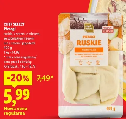 Pierogi ruskie Chef Select promocja w Lidl