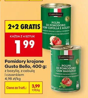 Polpa di pomodoro con cipolla e aglio - pomidory krojone z bazylią, z cebulą i czosnkiem promocja w Biedronka