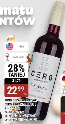 Wino bezalkoholowe Cero Zinfandel promocja w bi1