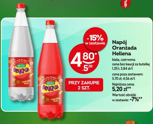 Napój Oranżada Hellena biała, czerwona 1,25l promocja w Żabka