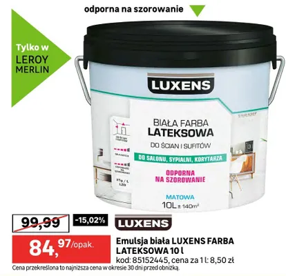 Emulsja biała FARBA LATEKSOWA promocja w Leroy Merlin