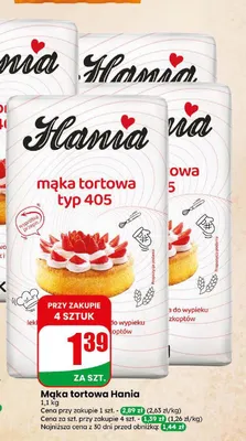 Mąka tortowa Hania typ 405 promocja w Dino