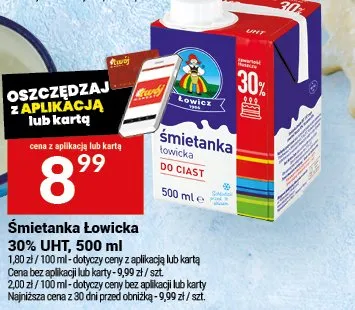 Śmietanka Łowicka 30% UHT, 500 ml promocja w Twój Market