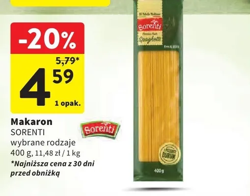 Makaron Spaghetti Sorenti promocja w Intermarche