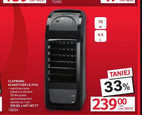 Klimatyzer CLATRONIC LK 3742 70W 4,5l promocja w Selgros