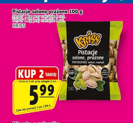 Pistacje solone prażone Kriss promocja w Prim Market