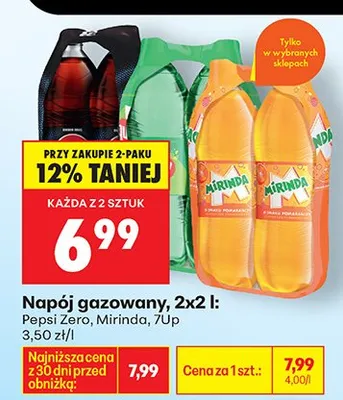 Napój gazowany Zero 2x2 l promocja w Biedronka