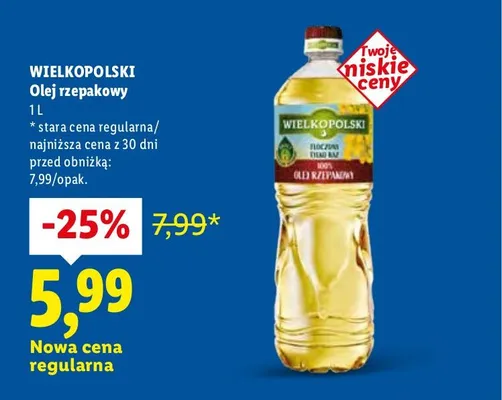 Olej rzepakowy 1 l promocja w Lidl
