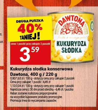 Kukurydza słodka konserwowa Dawtona promocja w Twój Market