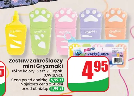 Zestaw zakreślaczy mini Gryzmaki promocja w Dino