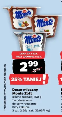 Deser mleczny Monte Zott promocja w Netto