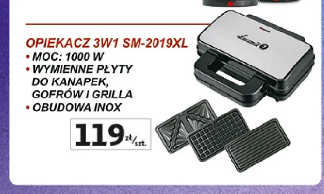 Opiekacz 3w1 Łucznik SM-2019XL promocja w Auchan