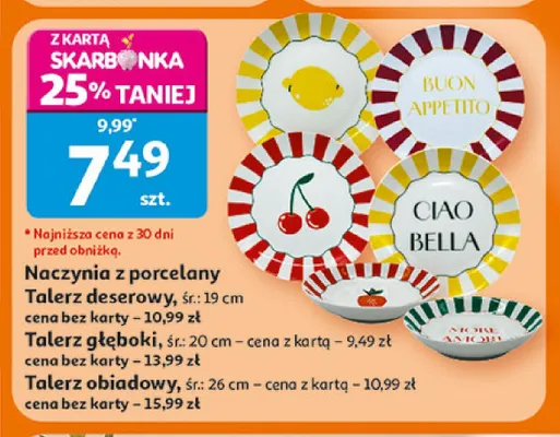Naczynia z porcelany Talerz deserowy śr.: 19cm promocja w Auchan
