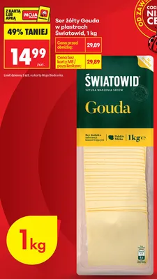 Ser żółty Gouda w plastrach Światowid promocja w Biedronka