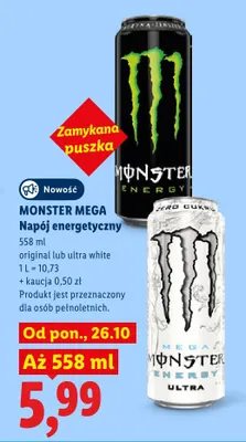 Napój energetyczny Monster Mega Ultra White promocja w Lidl