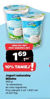 Jogurt naturalny Miletto promocja w Netto