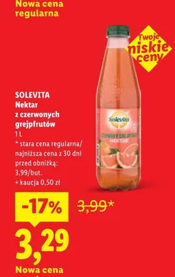 Nektar z czerwonych grejpfrutów Solevita promocja w Lidl