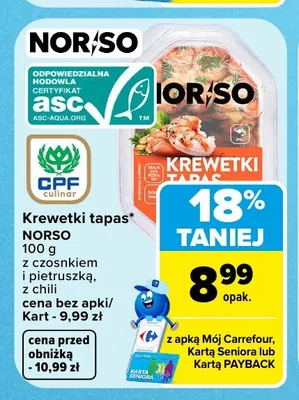 Krewetki tapas z czosnkiem i pietruszką NORSO promocja w Carrefour