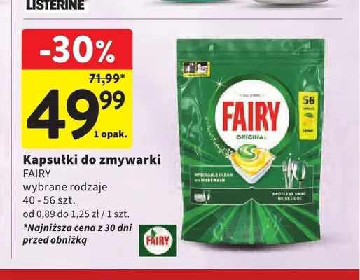 Kapsułki do zmywarki Fairy Original promocja w Intermarche