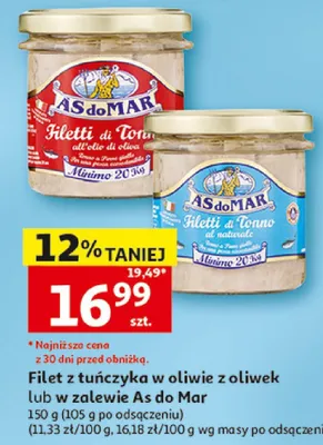 Filet z tuńczyka w zalewie As do Mar promocja w Auchan