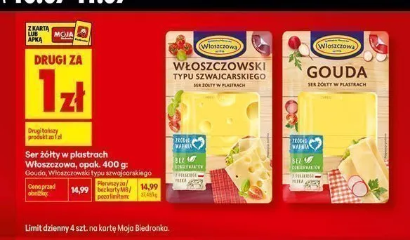 Ser żółty Włoszczowski typu szwajcarskiego Włoszczowa promocja w Biedronka