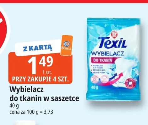 Wybielacz do tkanin w saszetce Texil promocja w Leclerc