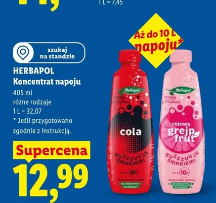 Koncentrat napoju Herbapol różowy grejpfrut promocja w Lidl