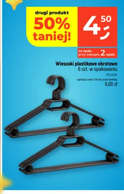 Wieszaki plastikowe obrotowe 6 szt. promocja w Dealz