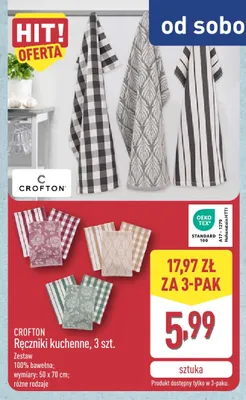 Ręczniki kuchenne 3-pak 50x70 cm Crofton promocja w Aldi