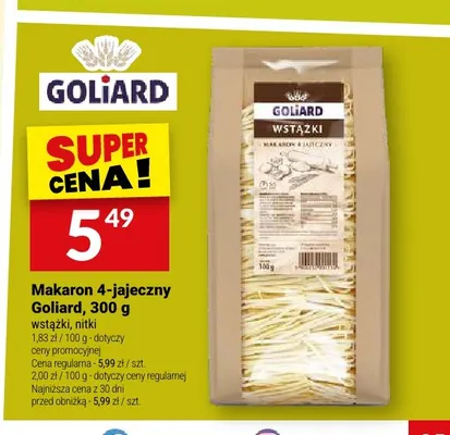 Makaron 4-jajeczny Goliard nitki promocja w Twój Market