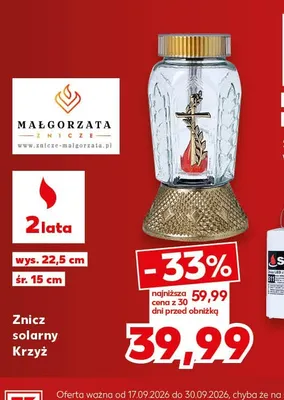 Znicz solarny Krzyż Małgorzata promocja w Kaufland