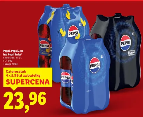 Napój gazowany Pepsi Zero 4 x 2 l promocja w Lidl