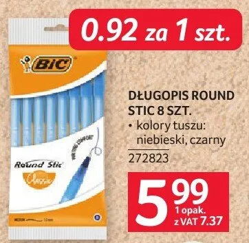 Długopis Round Stic 8 szt. BIC promocja w Selgros