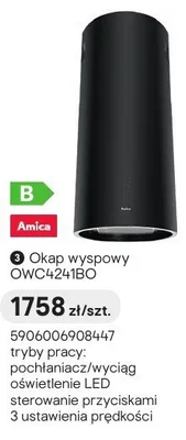 Okap wyspowy AMICA OWC4241BO promocja w Castorama