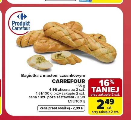 Bagietka z masłem czosnkowym Carrefour promocja w Carrefour
