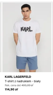T-shirt Karl Lagerfeld z nadrukiem biały promocja w Lounge by Zalando