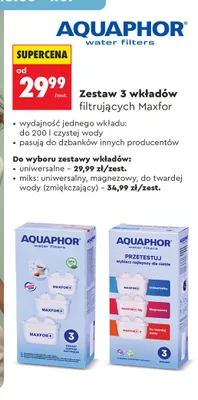 Zestaw 3 wkładów filtrujących Aquaphor Maxfor miks promocja w Biedronka