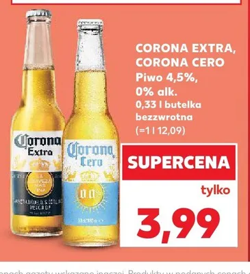 Piwo Corona Extra 4,5% promocja w Kaufland