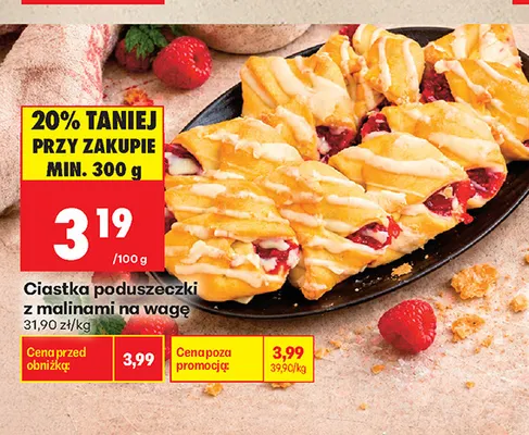 Ciastka poduszeczki z malinami na wagę promocja w Biedronka