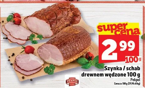 Szynka / schab drewnem wędzone 100 g promocja w TOPAZ