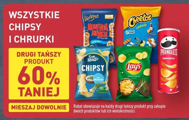 Chipsy, chrupki wszystkie rodzaje promocja w Aldi