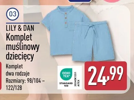 Komplet muślinowy dziecięcy LILY & DAN promocja w Aldi